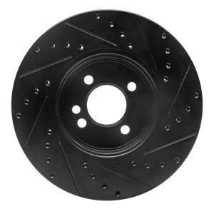 Mini Cooper Brake Rotor (1) - Front Left - R1 Concepts - Drilled & Slotted - Black - `02-`06